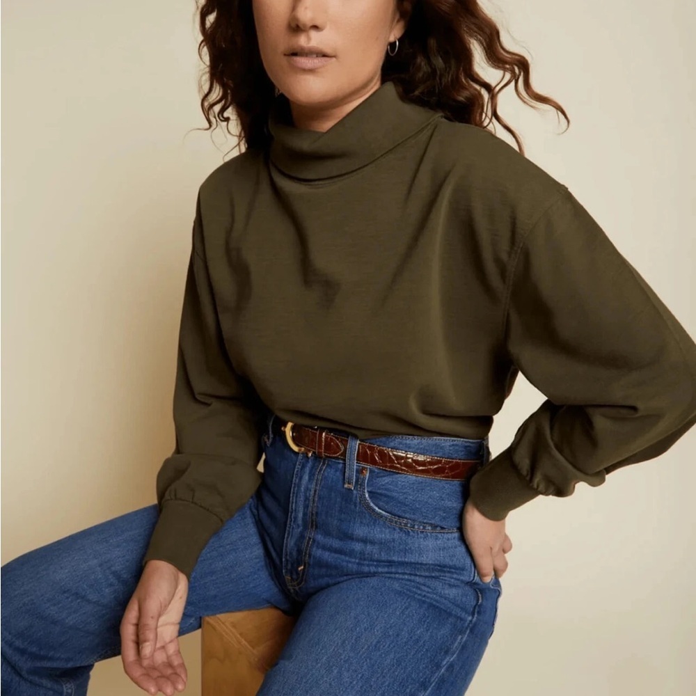 Nation LTD Diana Turtleneck Tee Ozark Green